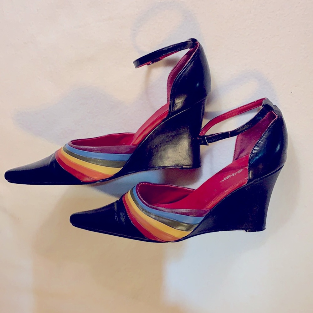 MISS SELFRIDGE Ankle Strap RAINBOW Wedges